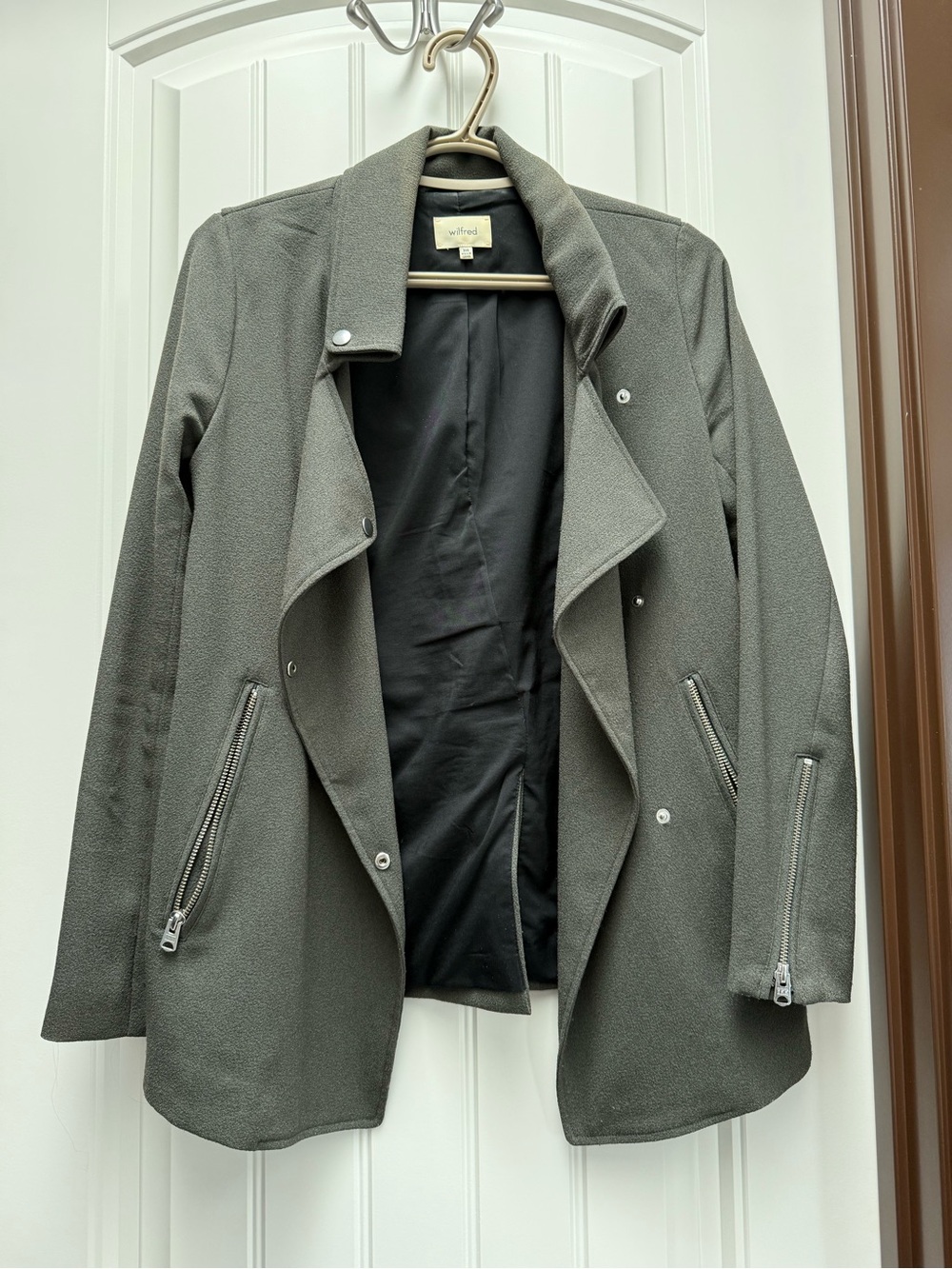 Wilfred Olive-Grey Blazer with Moto Details